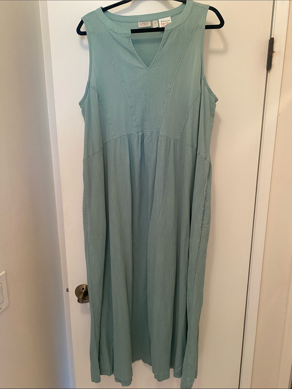 LOGO by Lori Goldstein Sleeveless Maxi Dress in Seafoam Green 2X